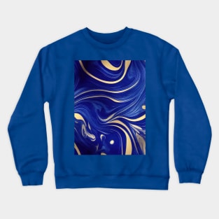 Marble ink abstract art from exquisite blue Crewneck Sweatshirt